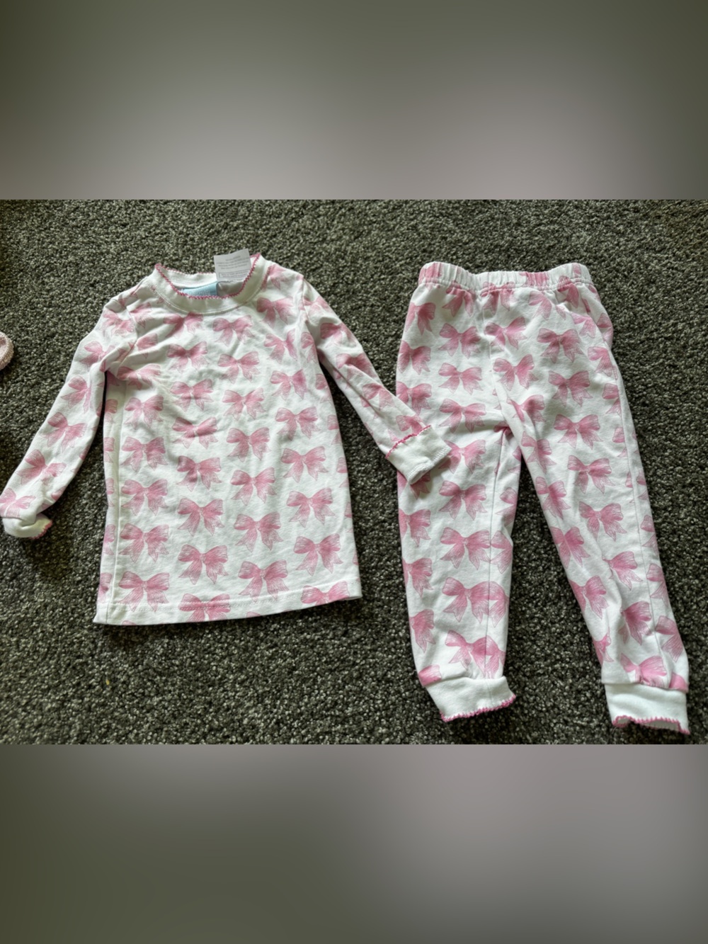Classic Whimsy Girls Pink Bow Print Long Sleeve Pajama Set
